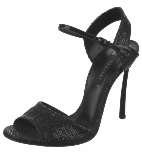 $695 NIB New CASADEI Glitter BLADE Black FATA Size 36 Shoes Sandals