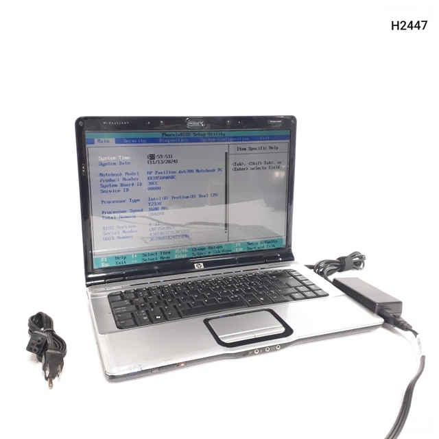 HP PAVILION DV6700 Laptop Pentium T2330 2GB 160GB Boot/BIOS
