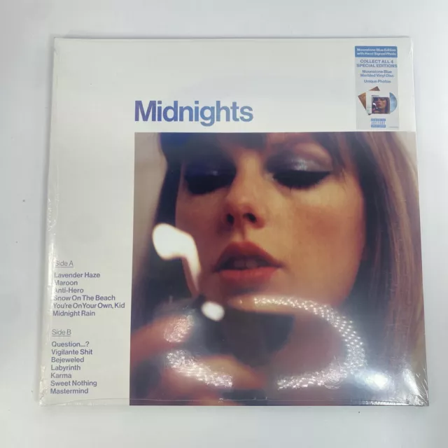 TAYLOR SWIFT Midnights Moonstone Blue Vinyl w Hand Signed Insert Sealed