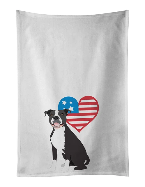 Pit Bull Black Patriotic White Kitchen Towel Set of 2 WDK4215WTKT