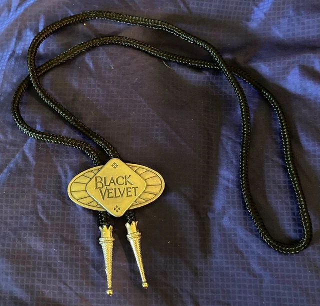 BL0025 Vtg Black Velvet Rye Whiskey Bolo Western Tie Ad Advertising Promo