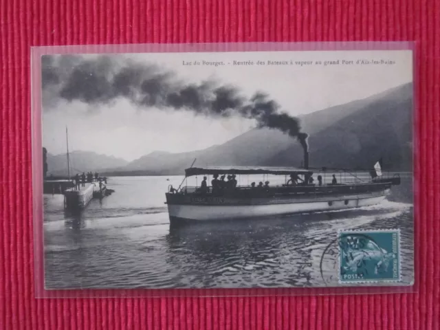 Cpa Ecrite Timbre Lac Du Bourget Bâteaux A Vapeur Port D'aix Les Bains 73