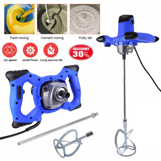 3000W Industrial Electric Concrete Cement Mixer Mortar Drill Drywall 6 Speeds