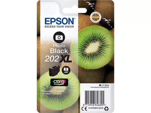 CARTOUCHE EPSON KIWI 202 XL NOIRE PHOTO to2h1 noir 202xl pas cyan magenta jaune