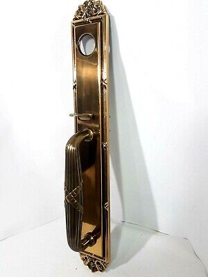 vintage Large Front Door pull solid Brass Entry 19" Long
