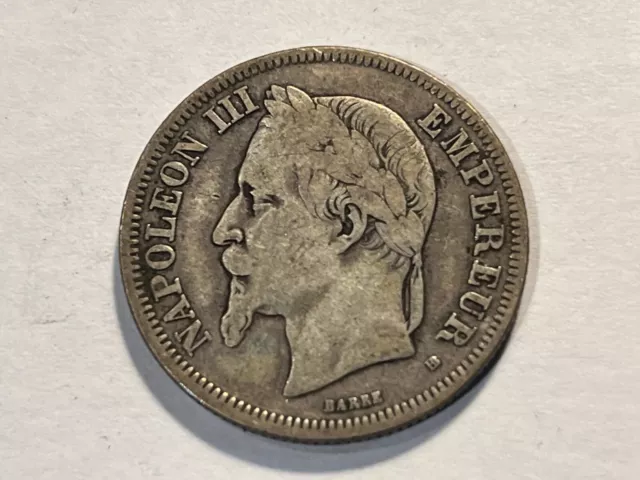 Monnaie France 2 Francs Argent Napoléon III 1869 BB (116-12/N4)