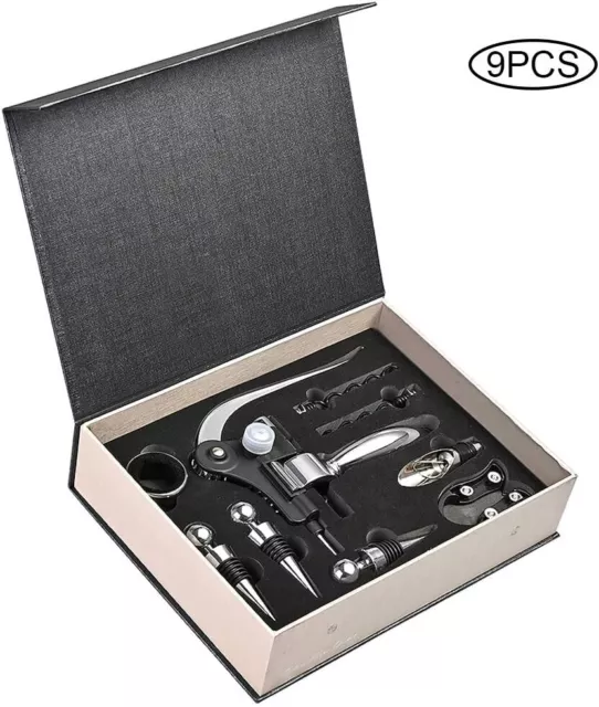 Faburo 9PSC Wine Accessories Gift Set with Box, Wine Opener Kit, Wine Opener