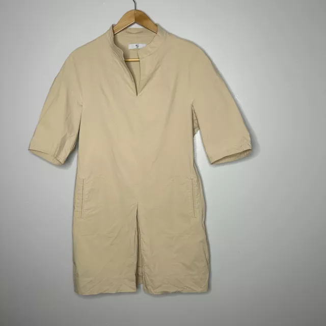 Jil Sander x Uniqlo Dress Size Medium Mini Beige Utility Short Sleeve Cotton