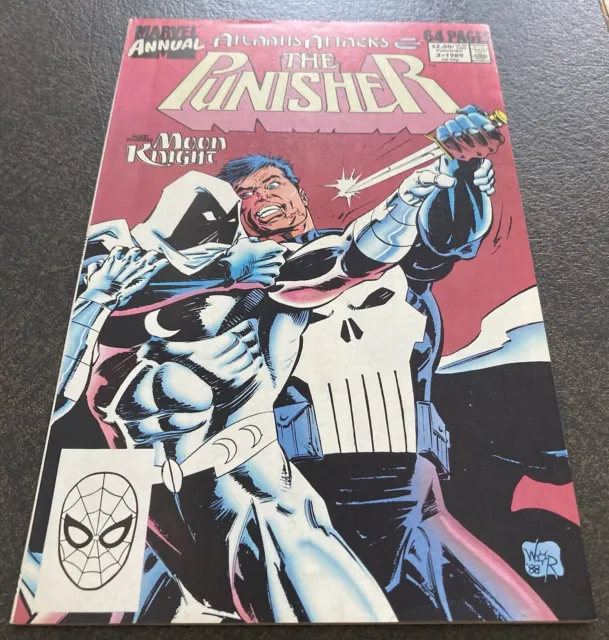 Punisher Annual 2 1St Moon Knight Battle 1989 Vf Original Owner Atlantis Attacks 6