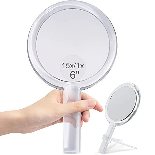 Magnifying handheld Mirror Double Sided 1X 15X Magnification haand Mirror