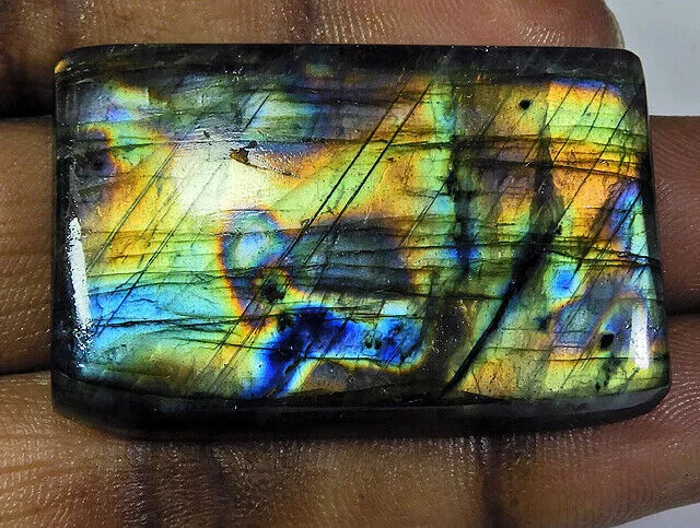 Labradorite naturelle Multi Flash ronde Cabochon pierre précieuse en vrac...