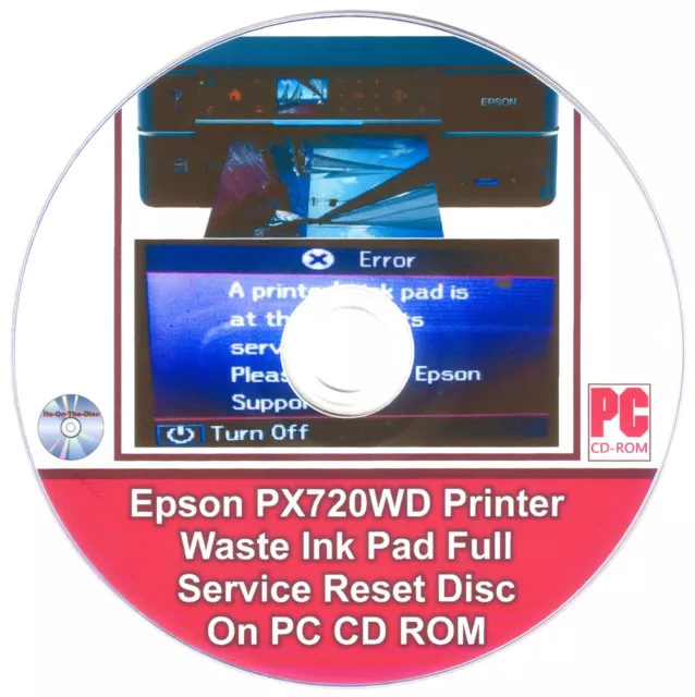 Epson PX720WD Printer Waste Ink Pad Full Service Reset Disc On PC CD ROM