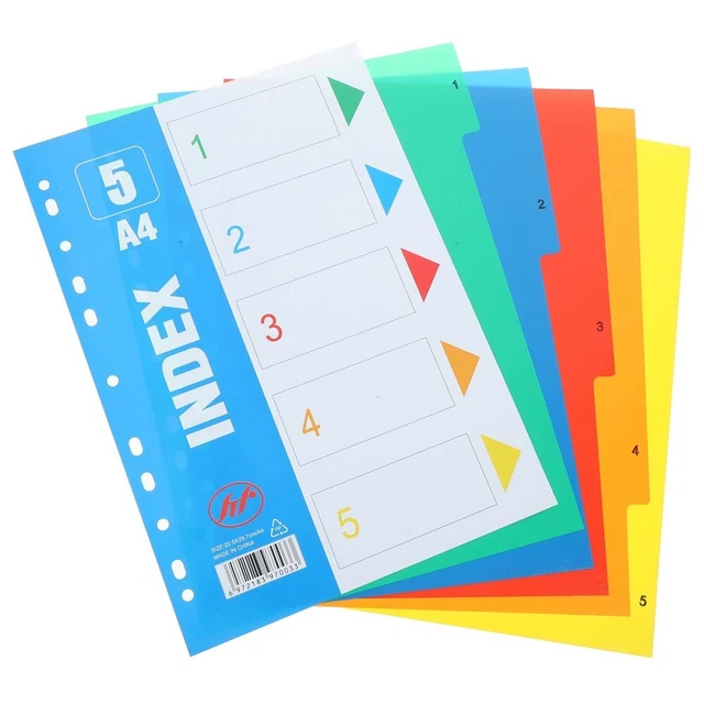 Séparateurs Rigides DIN A4 Couleur Pastel – Lot De 6, En Polypropylène Renforcé | Pour Classeurs, Archiving, Organisation Bureau