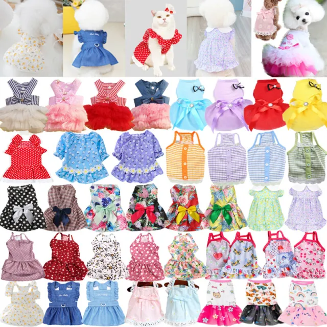 Dog Cat Bow Tutu Dress Lace Skirt Pet Puppy Dog Princess Apparel Clothes Costume