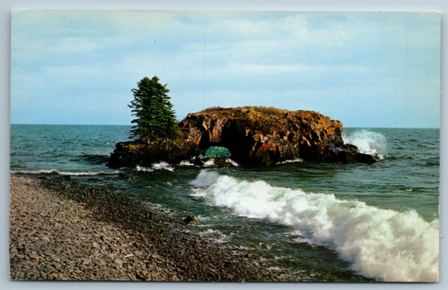 Postcard MN Hollow Rock Island North Shore Lake Superior Minnesota Grand Marais