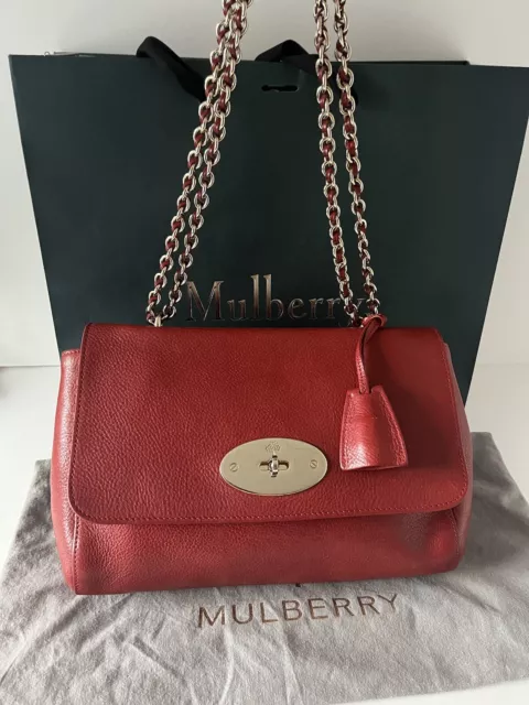 MULBERRY Medium Lily Handbag in Red Leather RRP £1,195