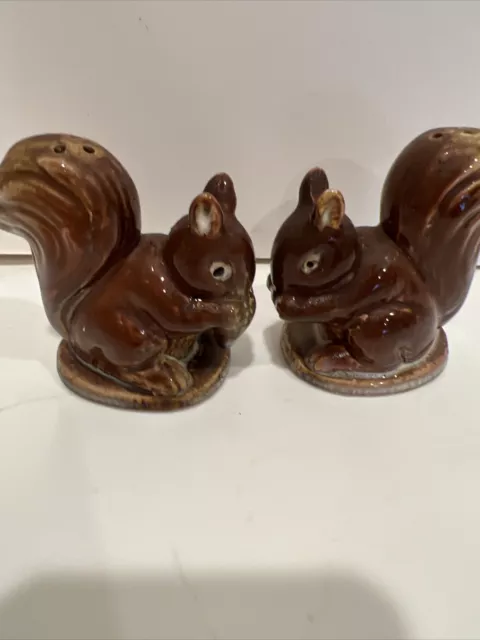 Vintage Squirrels with Acorns Salt and Pepper Shakers Ceramic