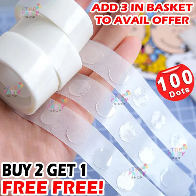 100 Adhesive Dots Tape DIY Balloon Double Sided Glue Sticky Sticker Decorations