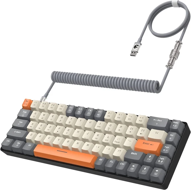 Twozoh Spiralkabel Type-C Zu USB-A – Geflochten, Mit Aviator-Stecker Für Mechanische Tastaturen