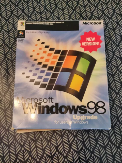 CD di aggiornamento Windows 98 con codice Product Key in scatola originale Microsoft