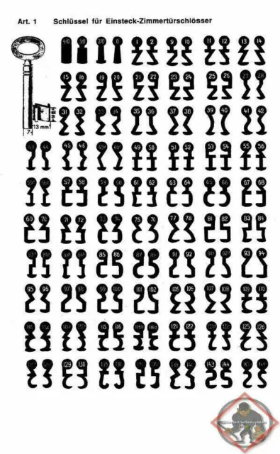 Zimmertürschlüssel Buntbartschlüssel  Bart Schlüssel Artikel 1 946 Universal