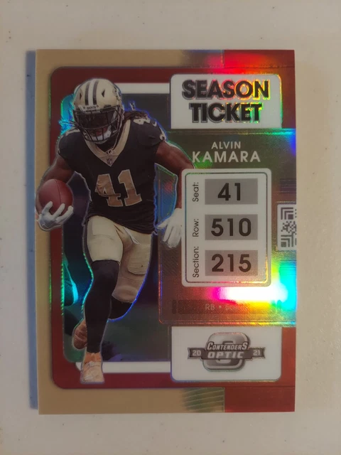 2021 Contenders Optic Alvin Kamara Red Prizm Season Ticket /175 Saints #30 SP
