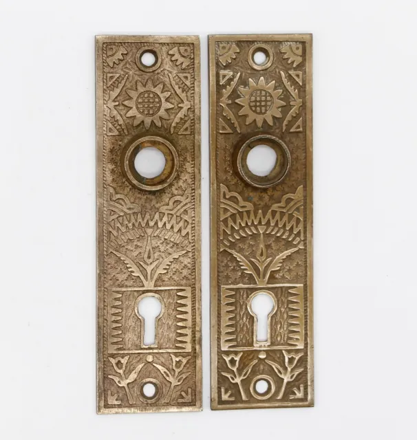Pair of 5.375 in. Aesthetic Bronze Keyhole Door Back Plates