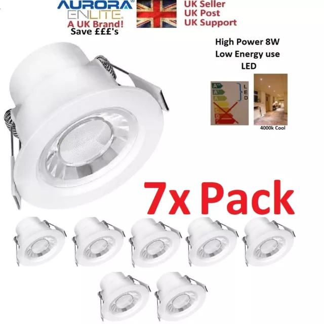 Paquete de 7x 8W LED Downlight Blanco Frío 4000k Aurora Enlite Spryte 240v Punto de Techo