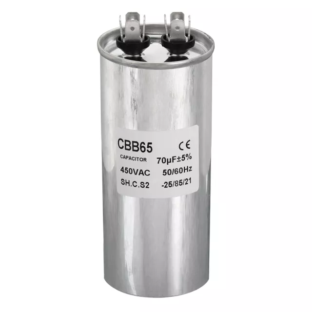 CBB65 70uF Run Capacitor,70mfd 1Pcs AC 450V Aluminum Case with 2 Terminal