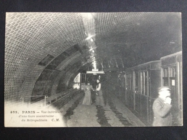 cpa 1900 PARIS GARE MÉTROPOLITAIN Station Rame de métro Direction de VILLIERS