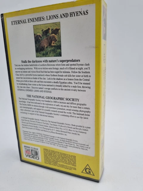 NATIONAL GEOGRAPHIC VIDEO Tape VHS Lions and Hyenas, Eternal Enemies $5