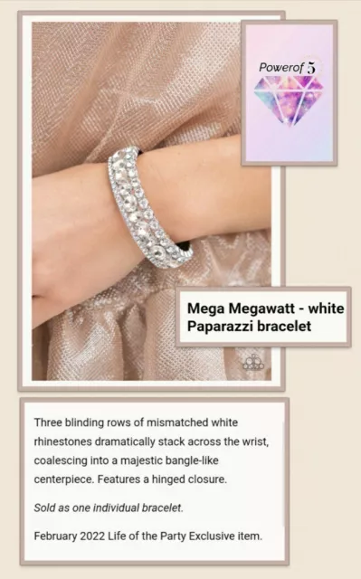 Paparazzi Bracelet * Mega Megawatt White* Life of the Party Exclusive