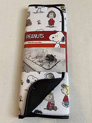 Estera de secado de platos Peanuts Snoopy Woodstock Charlie Brown Lucy Linus Gang NUEVA