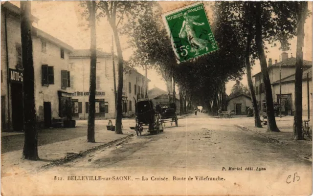 CPA AK BELLEVILLE-sur-SAONE - La Croisée. Route de VILLEFRANCHE (450940)