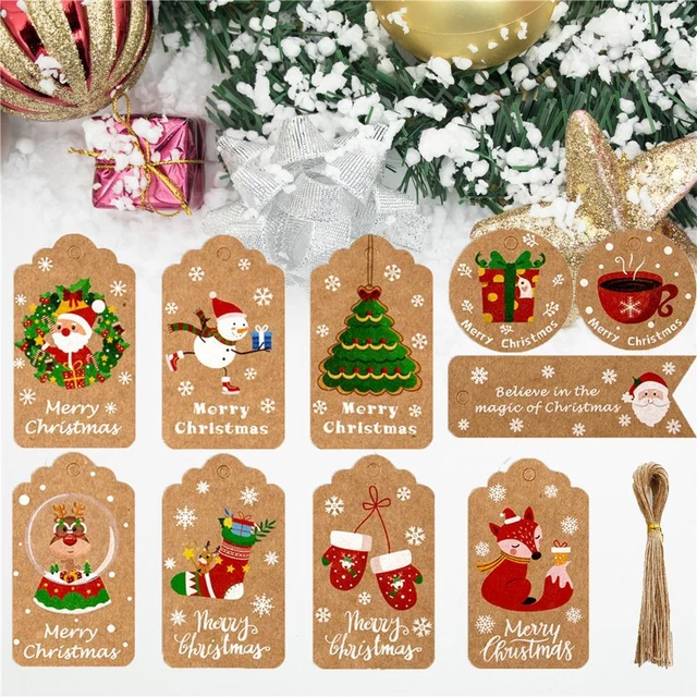 Paper Wrapping Supplies Christmas Labels Gift Wrapping Kraft Tag Hang Tags