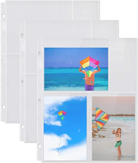 3-Ring Binder Sleeve Refills - 4X6 Mixed Format 50 Pack for 300 Pictures Crys...