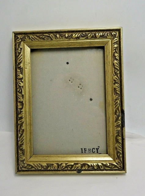 Gold Ornate Carved Wood Frame Distressed Shabby