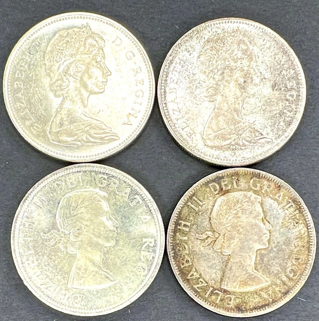 Lot of 4  Canada Silver Dollars, 2-1966, 1-1960, 1-1961