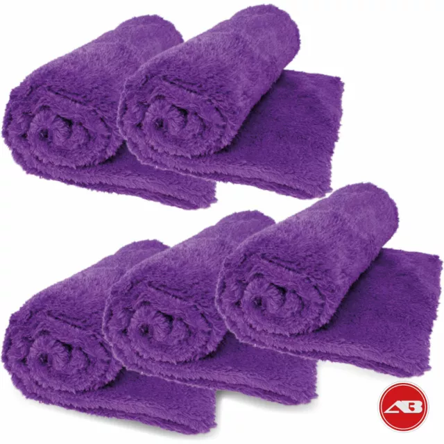 5 Edgeless Microfibre Towels Car Microfibre Cloth Polishing & Drying Purple