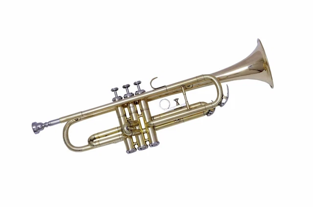 Trumpet Brand New Brass Finish Bb 3 Valve Trumpet With Free Case+Mouthpiece