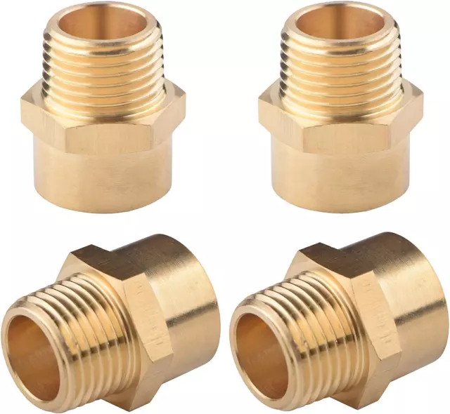 4 Pack 1/2" BSP to NPT Adapter, G 1/2 (BSP) Female Thread to US 1/2 NPT Male Thr