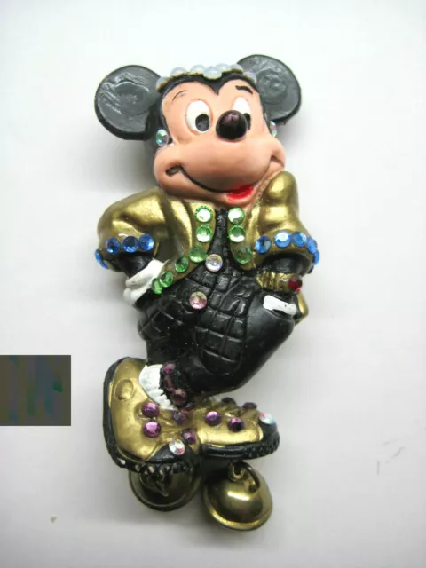 80er Jahre Brosche Mickey Mouse Bully Strass  Walt Disney 80s Vintage Brooch 214