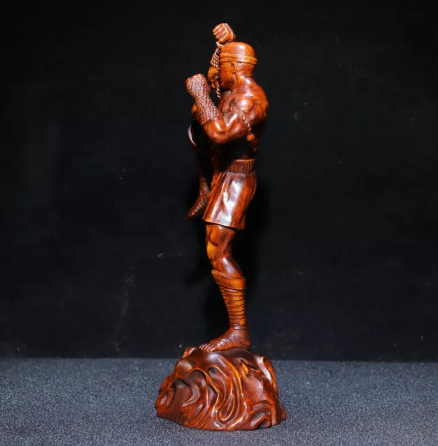 6.2" Collect China Box-Wood Hand Carving Buddhism Blind Monk Statue 3