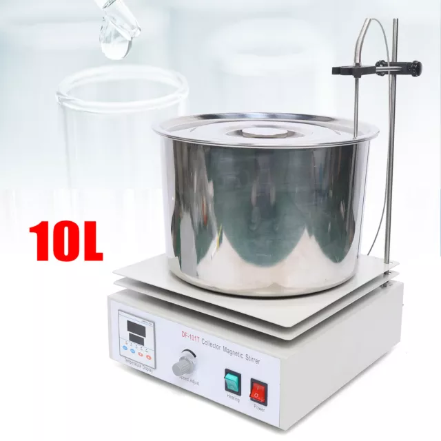 10L Digital Heat-gathering Magnetic Stirrer Water Oil Bath 400℃ Thermostat