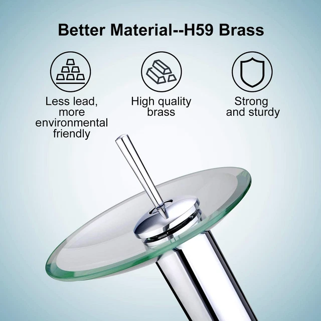 Funime Glass Basin Taps Waterfall Bathroom Sink Mixer Taps Modern With Hoses 4