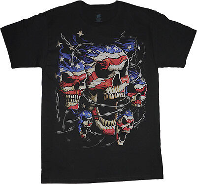 USA Teschi T-Shirt Biker Design Tee Shirt US Flag American Pride Rebel Camicia