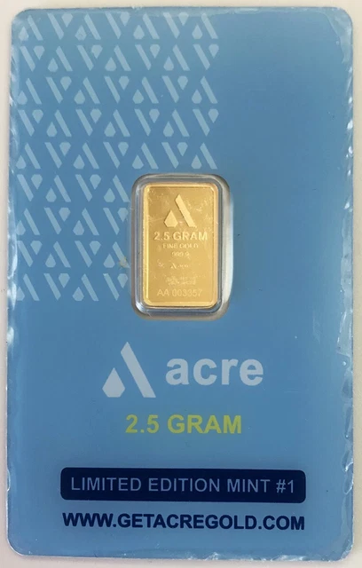 Pamp Acre Gold Swiss 2.5 Grams .9999 Fine Bar Sealed In Assay Coa Card Pamp Acre Gold Swiss 2.5 Grams .9999 Fine Bar Sealed In Assay Coa Card