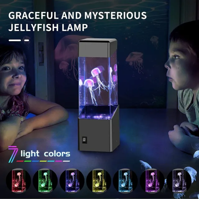 USB Powered Aquarium Night Lights Multi-Color Jellyfish Lava Lamps Desktop Decor 3