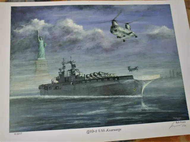 USS Kearsarge LHD-3 Assault carrier ship US Navy Marines aviation art print