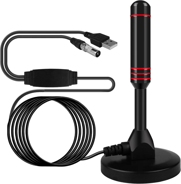 Antenna TV Terrestre DVB-T2 Attiva 30dBi Con Cavo 5m, Per HD TV E DAB, Interna